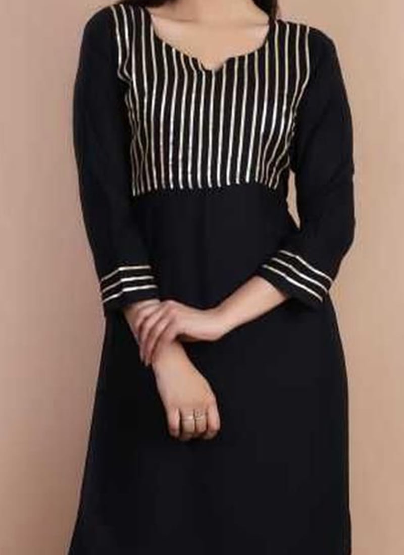 Stylish Black Rayon Kurta Palazzo Set for Office & Casual Wear