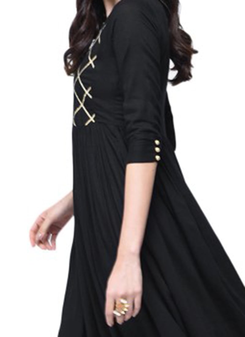 Black Rayon Kurta with Palazzo Set for Work & Everyday Elegance