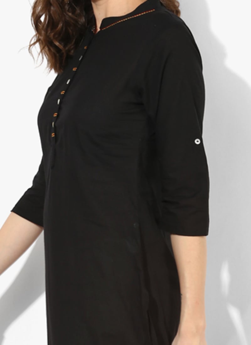 Black Rayon Kurta with Straight Pants