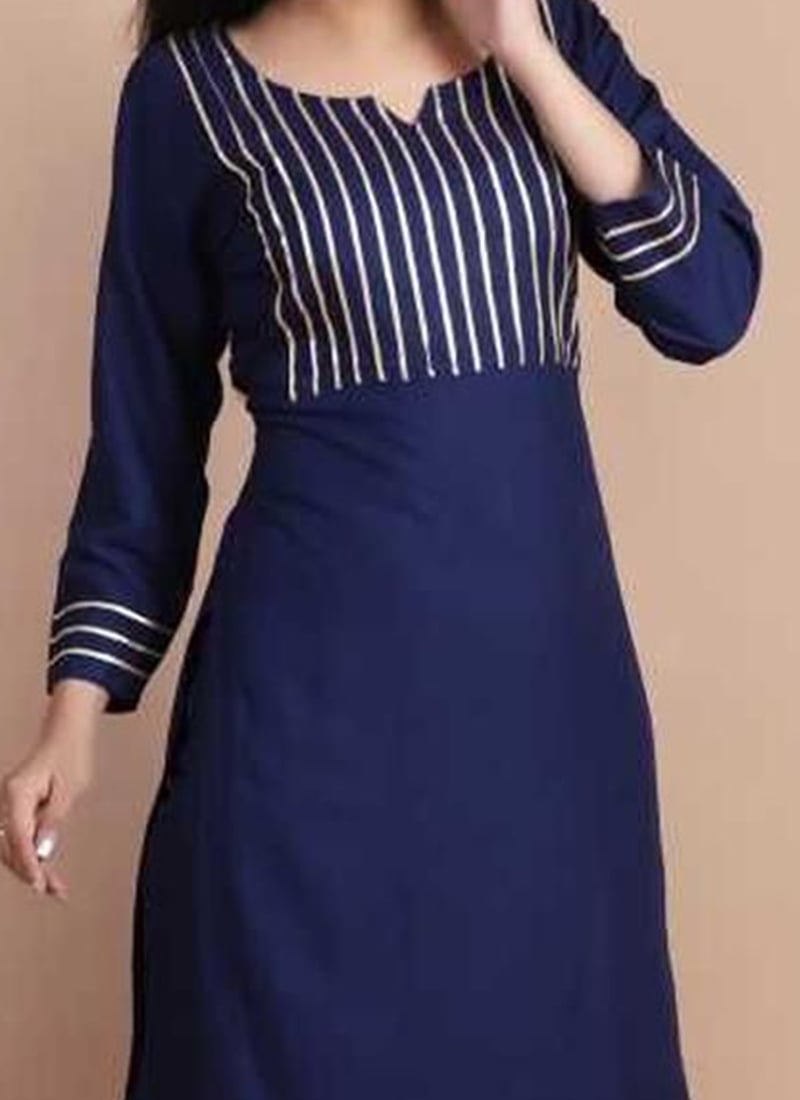 Elegant Blue Rayon Kurta Palazzo Set for Office & Daily Wear