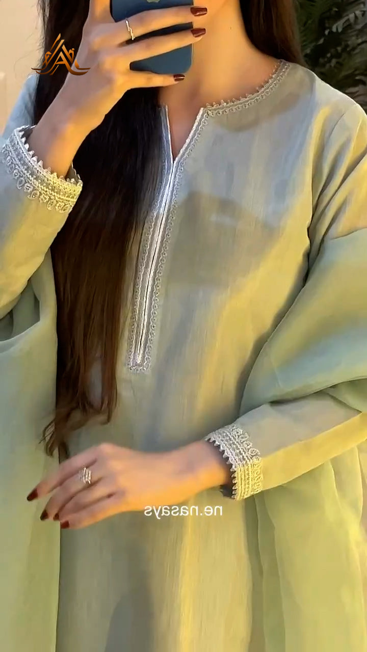 Aurelia - Light Green Organza with Sequin & Resham Embroidery