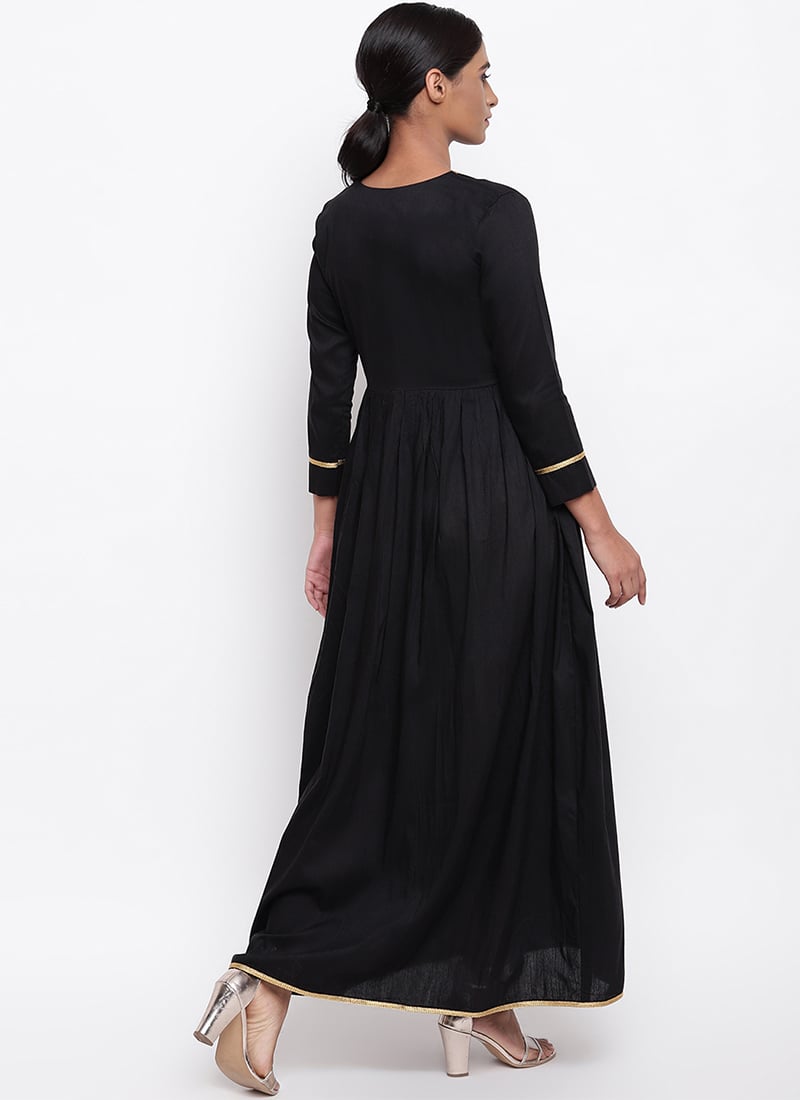 Black Rayon Kurta Palazzo Set for Office & Casual Style