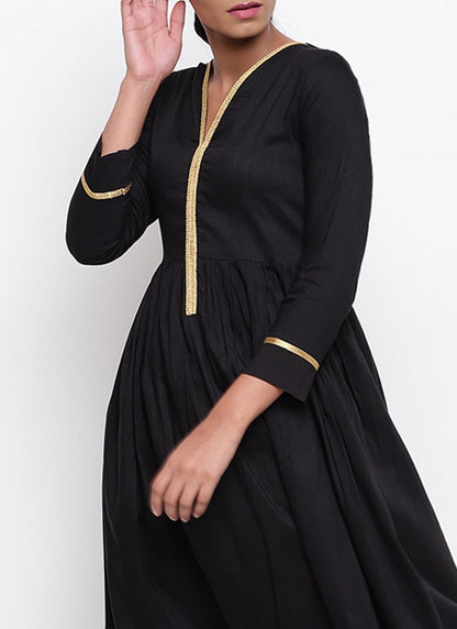 Black Rayon Kurta Palazzo Set for Office & Casual Style