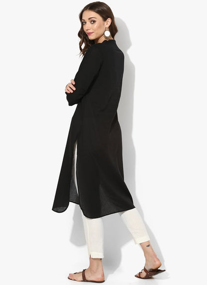 Black Rayon Kurta with Straight Pants