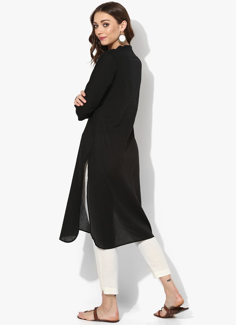 Black Rayon Kurta with Straight Pants