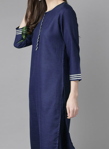 Blue Rayon Kurta Palazzo Set for Party & Casual Wear