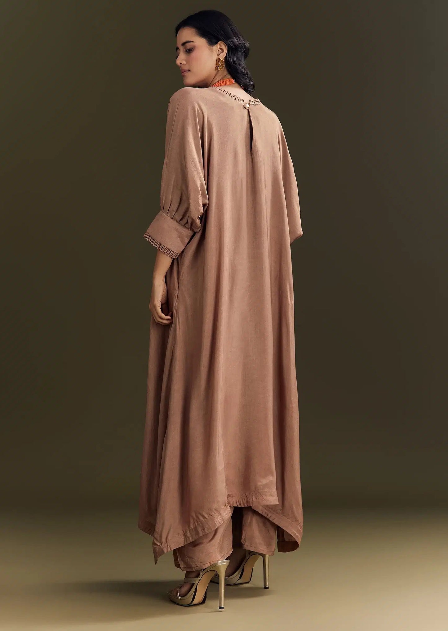 Light Brown Solid Kurta Pant Set