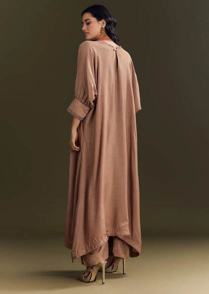 Light Brown Solid Kurta Pant Set